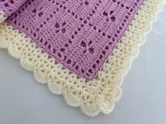 Handmade Crochet Vintage Style Lilac Baby Blanket