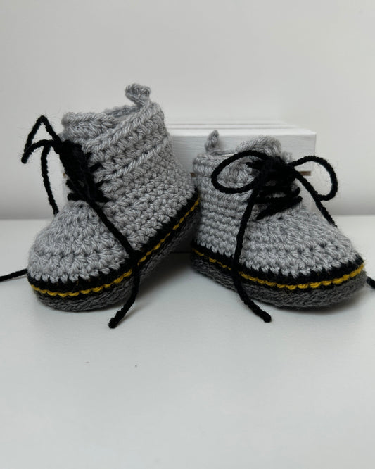 Handmade Crochet Doc Grey Baby Booties