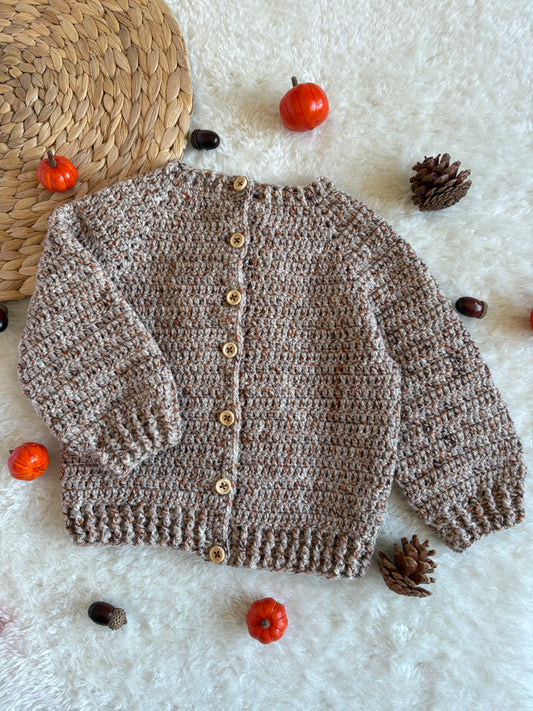 Handmade Crochet Tweed Pumpkin Season Cardigan