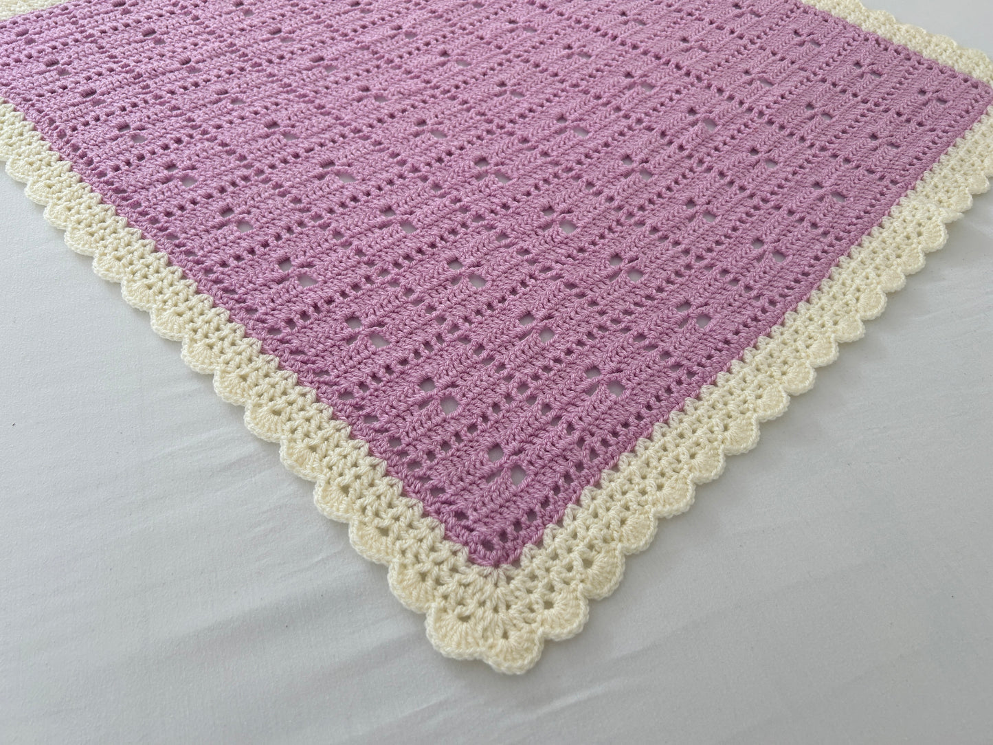 Handmade Crochet Vintage Style Lilac Baby Blanket