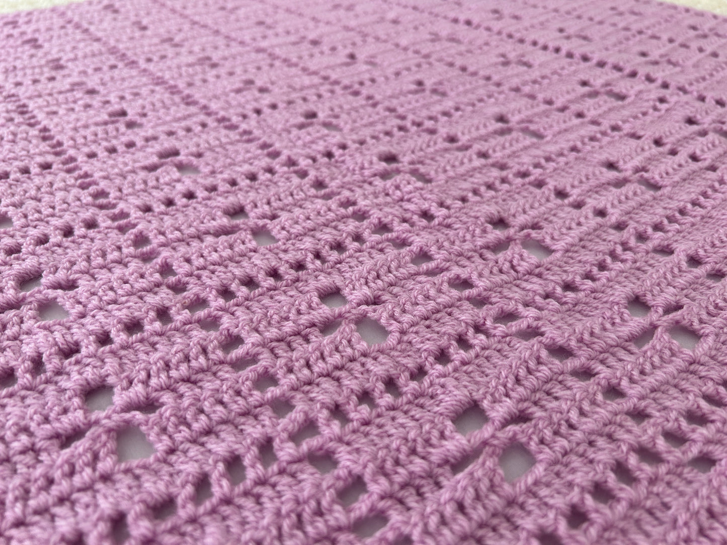 Handmade Crochet Vintage Style Lilac Baby Blanket