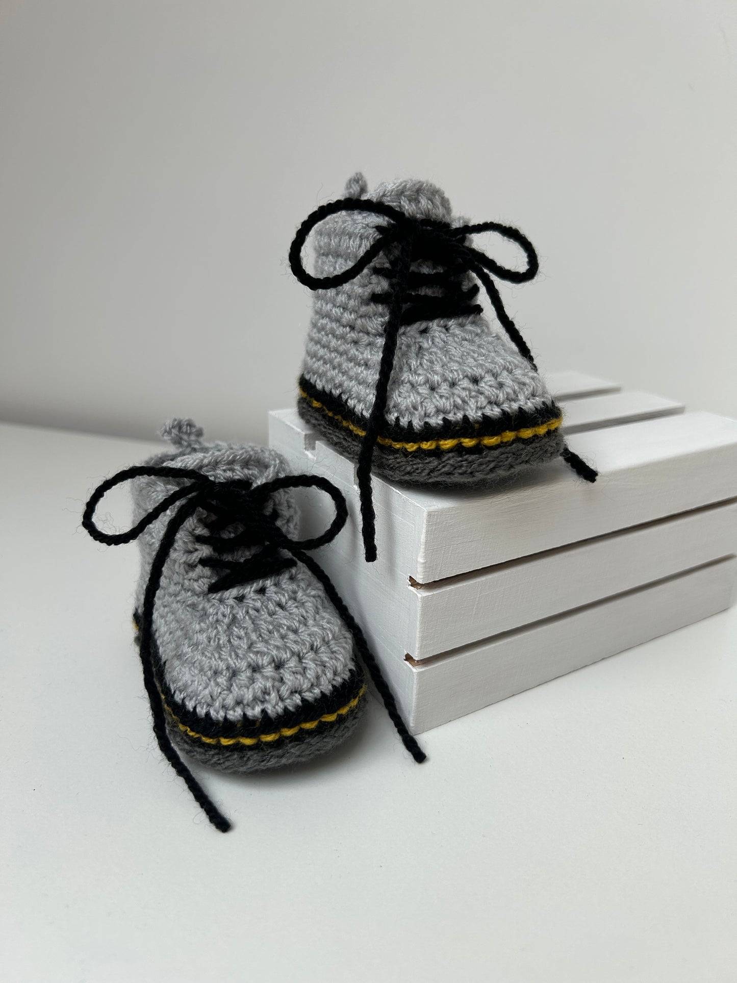 Handmade Crochet Doc Grey Baby Booties