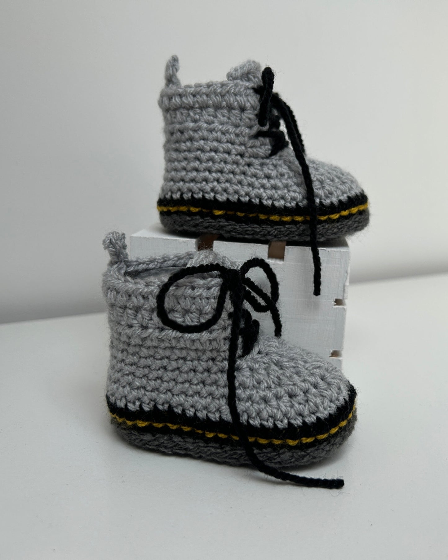 Handmade Crochet Doc Grey Baby Booties