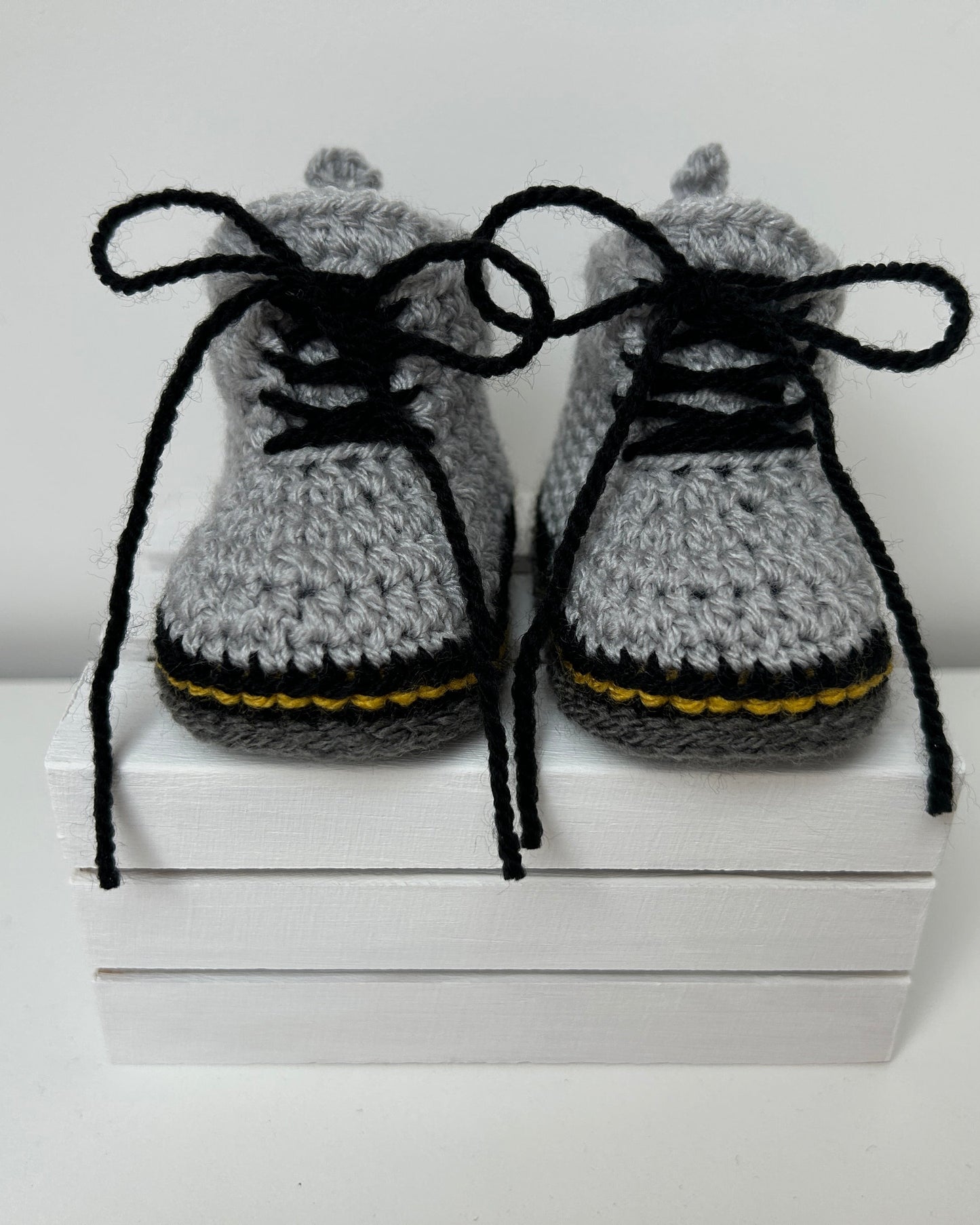 Handmade Crochet Doc Grey Baby Booties