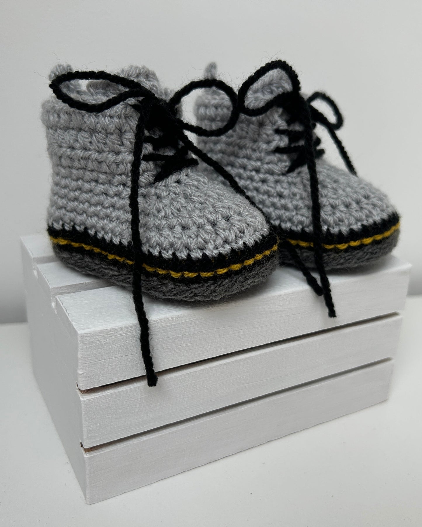 Handmade Crochet Doc Grey Baby Booties