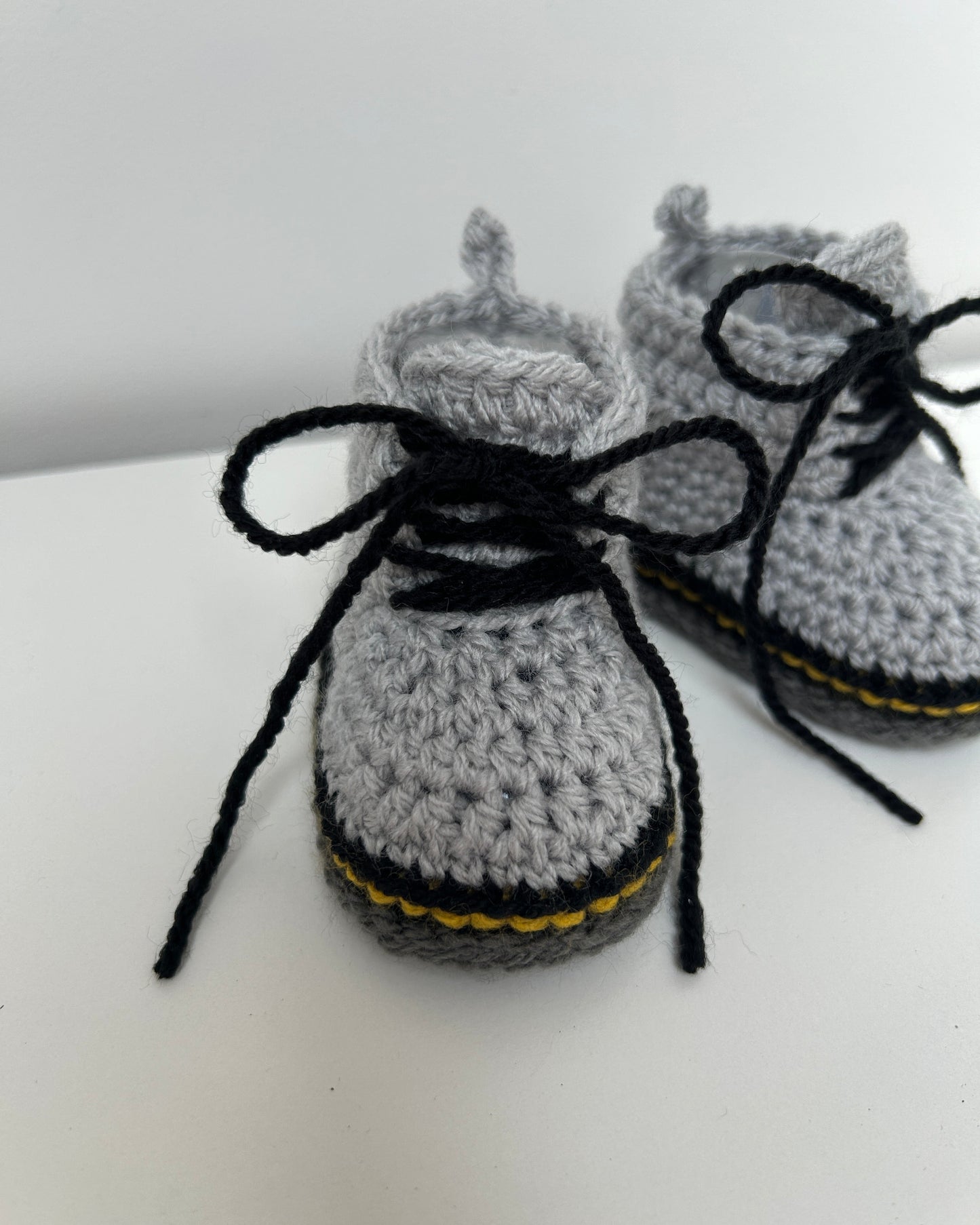 Handmade Crochet Doc Grey Baby Booties