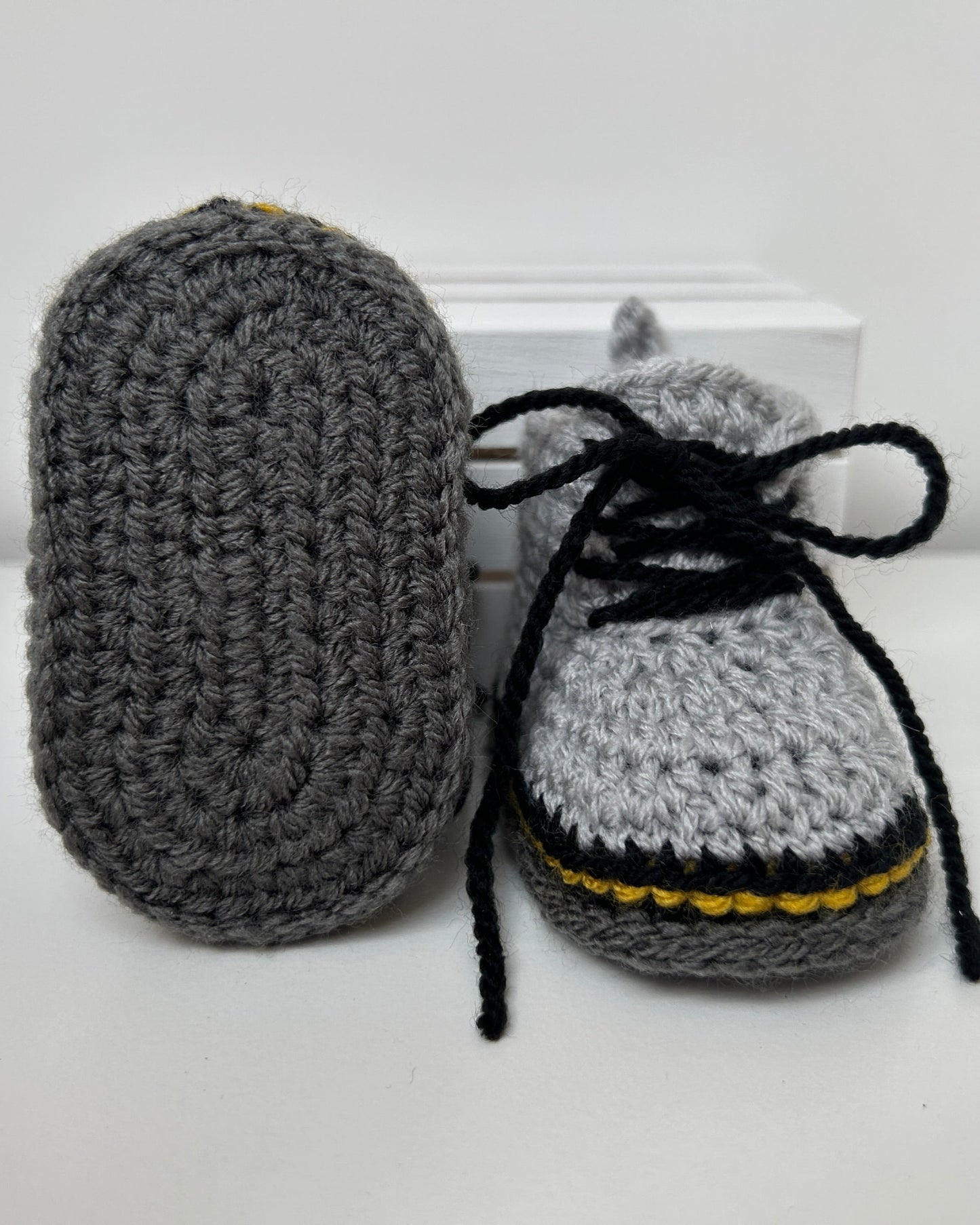 Handmade Crochet Doc Grey Baby Booties