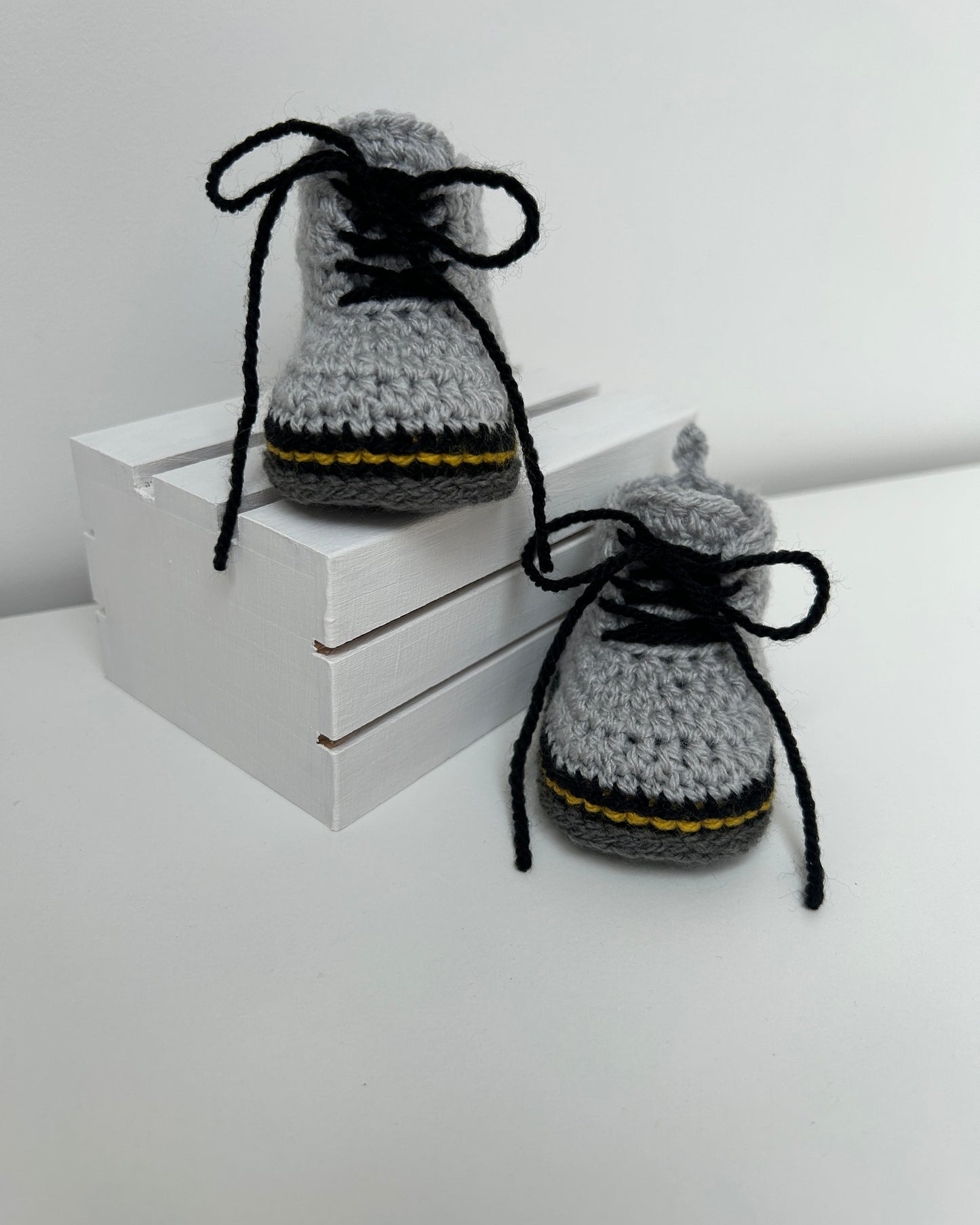 Handmade Crochet Doc Grey Baby Booties