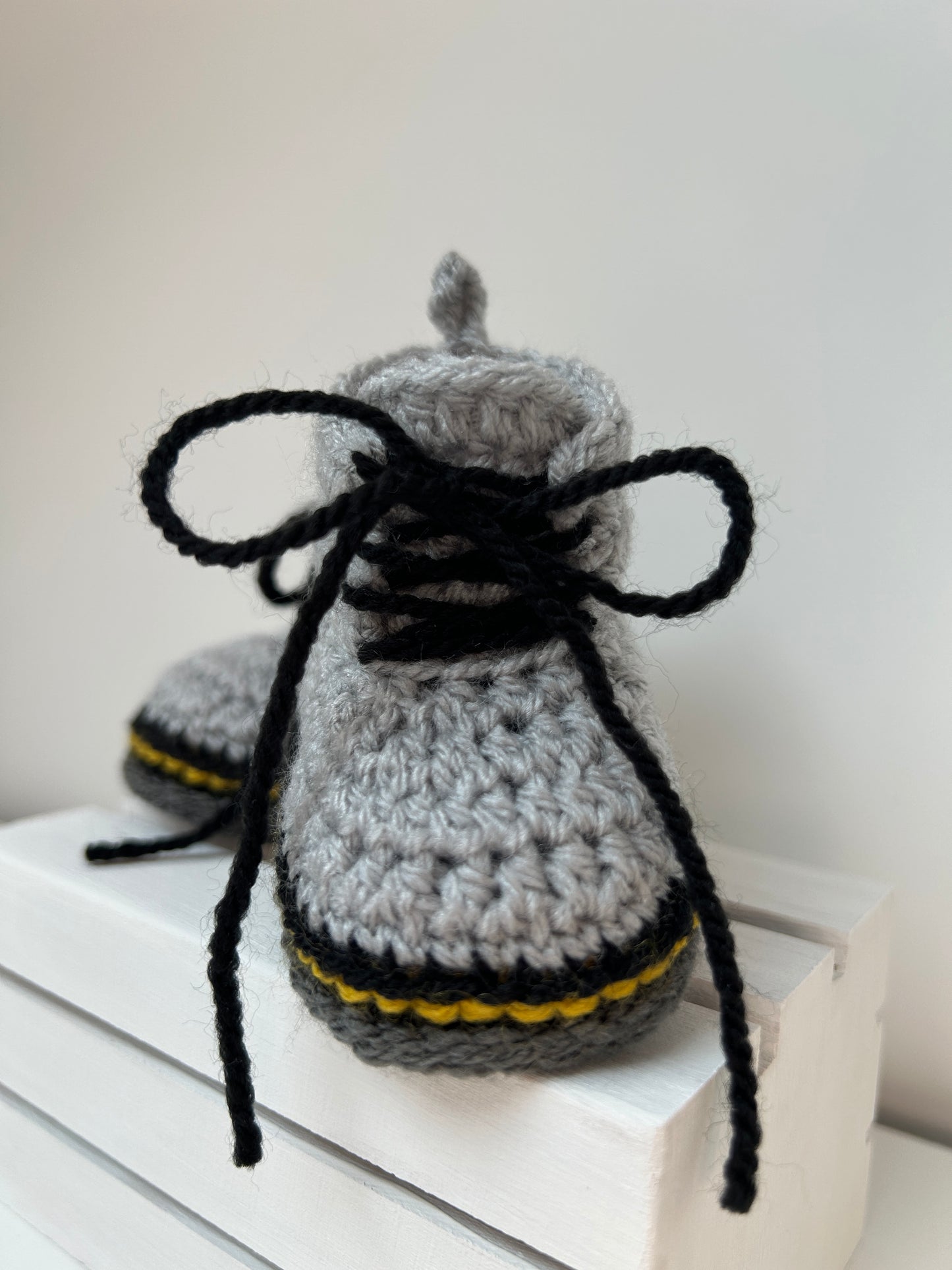 Handmade Crochet Doc Grey Baby Booties