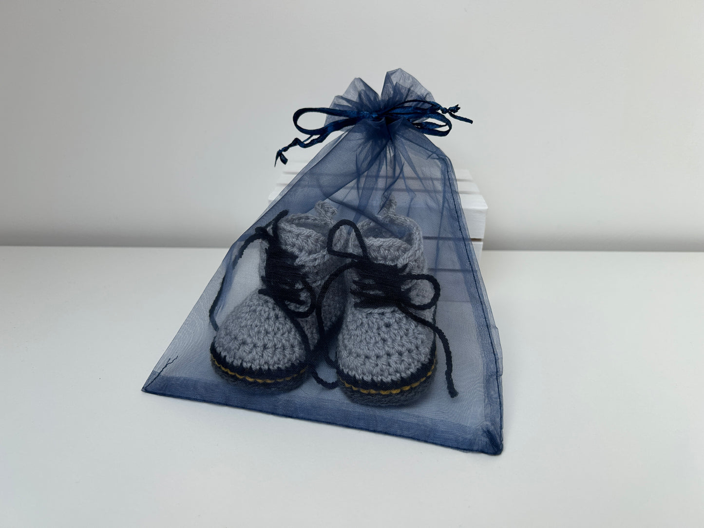 Handmade Crochet Doc Grey Baby Booties