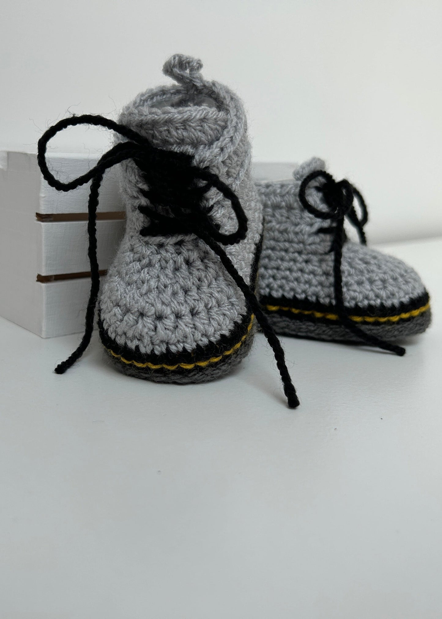 Handmade Crochet Doc Grey Baby Booties
