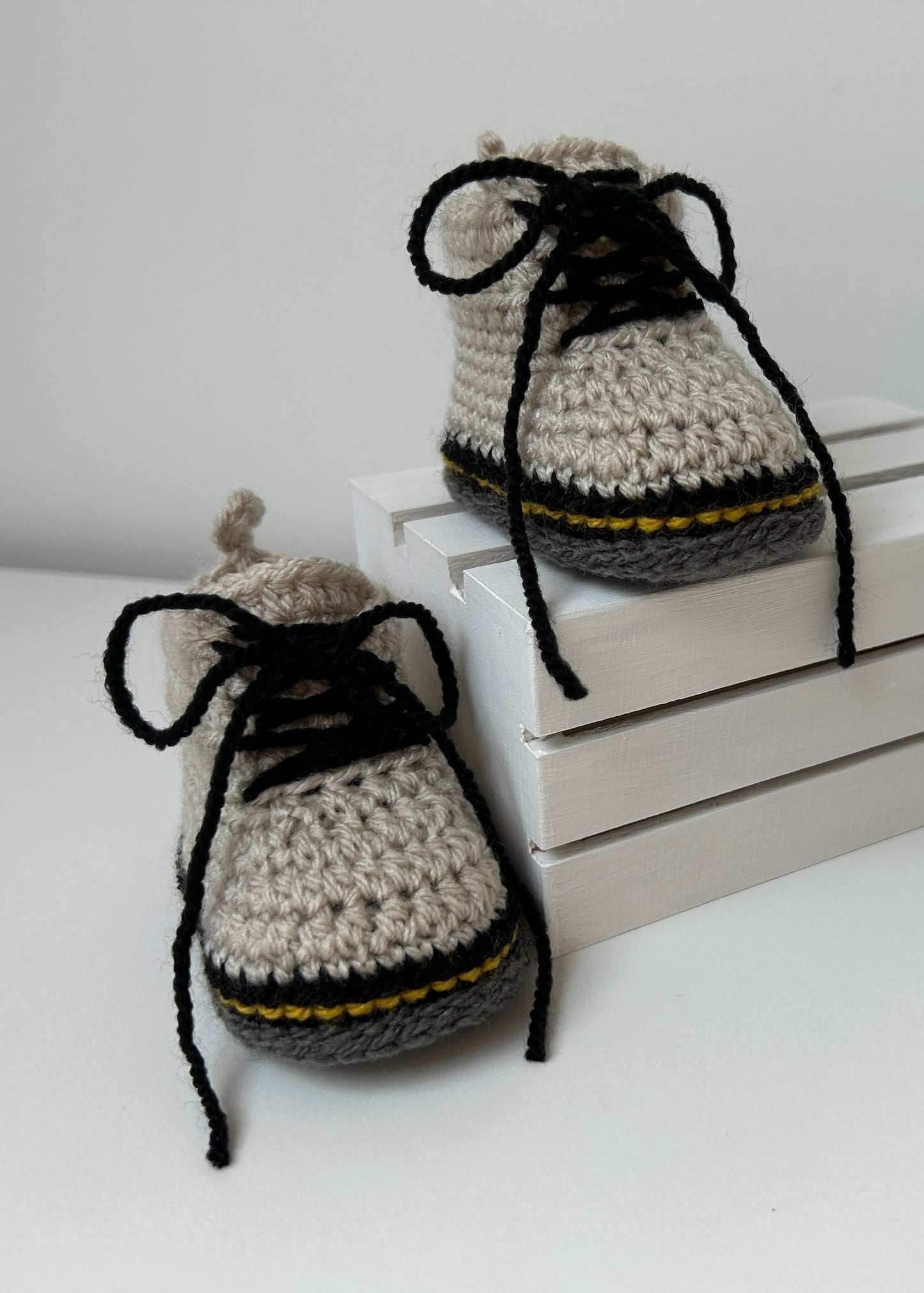 Handmade Crochet Doc Beige Baby Booties