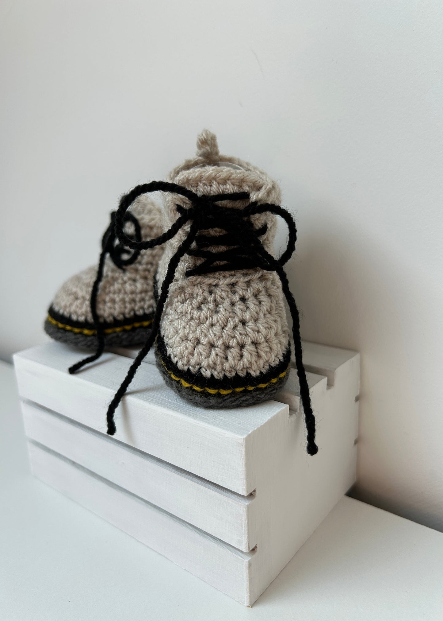 Handmade Crochet Doc Beige Baby Booties
