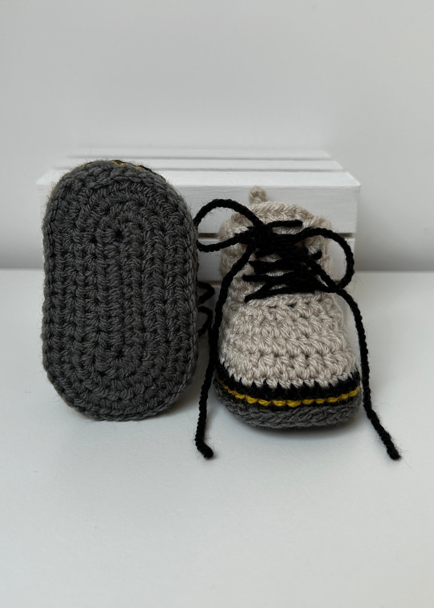 Handmade Crochet Doc Beige Baby Booties