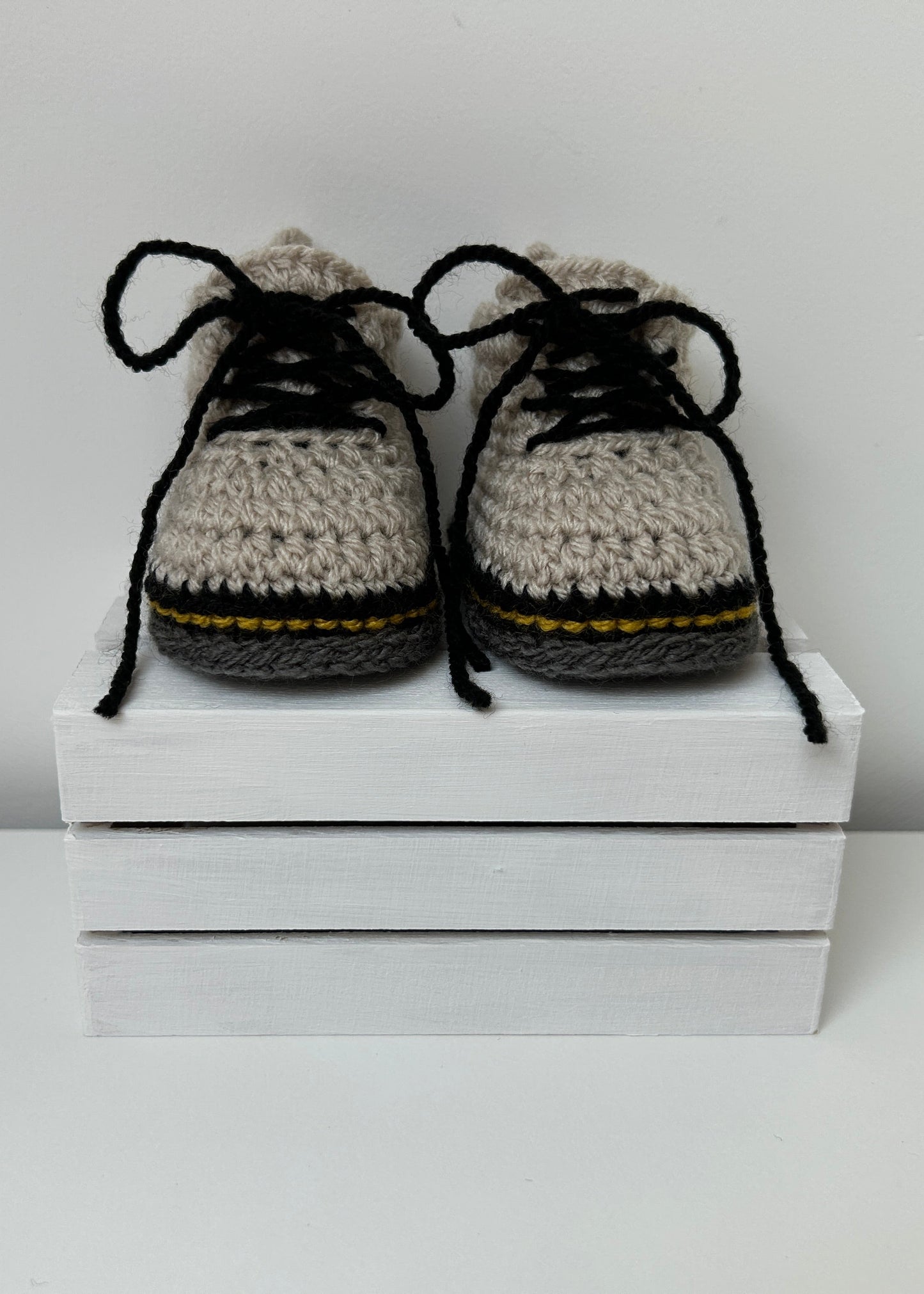 Handmade Crochet Doc Beige Baby Booties