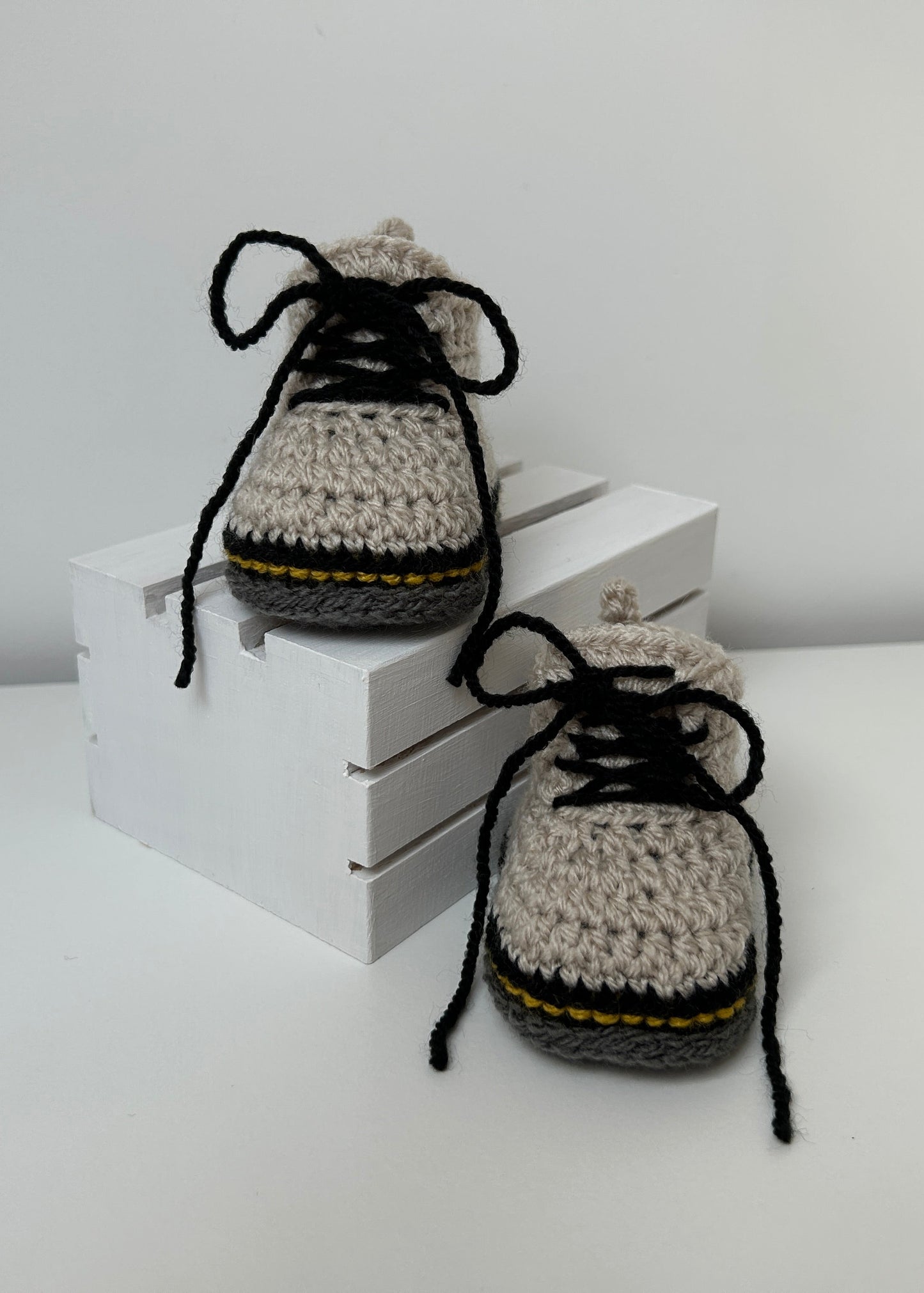 Handmade Crochet Doc Beige Baby Booties