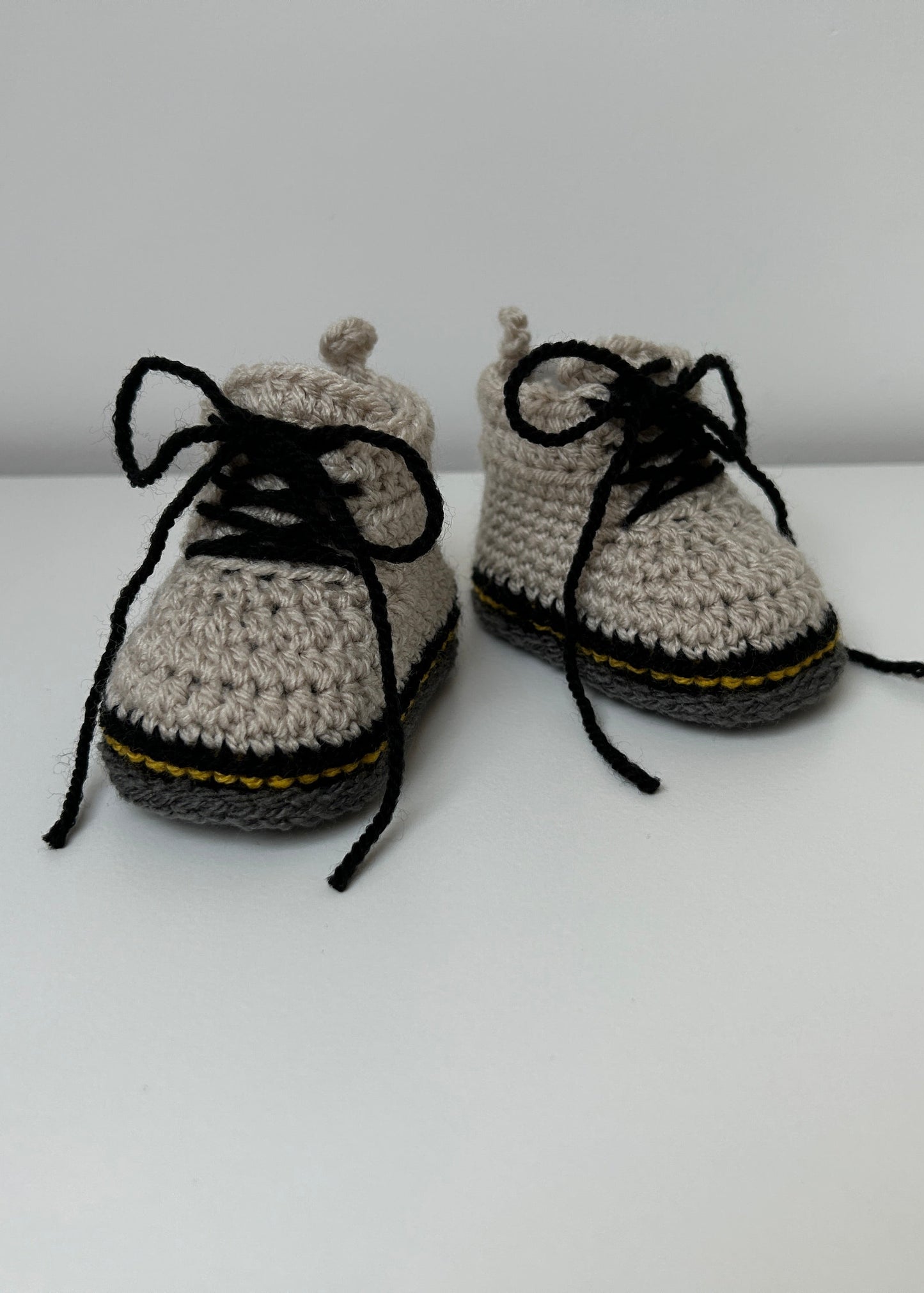 Handmade Crochet Doc Beige Baby Booties