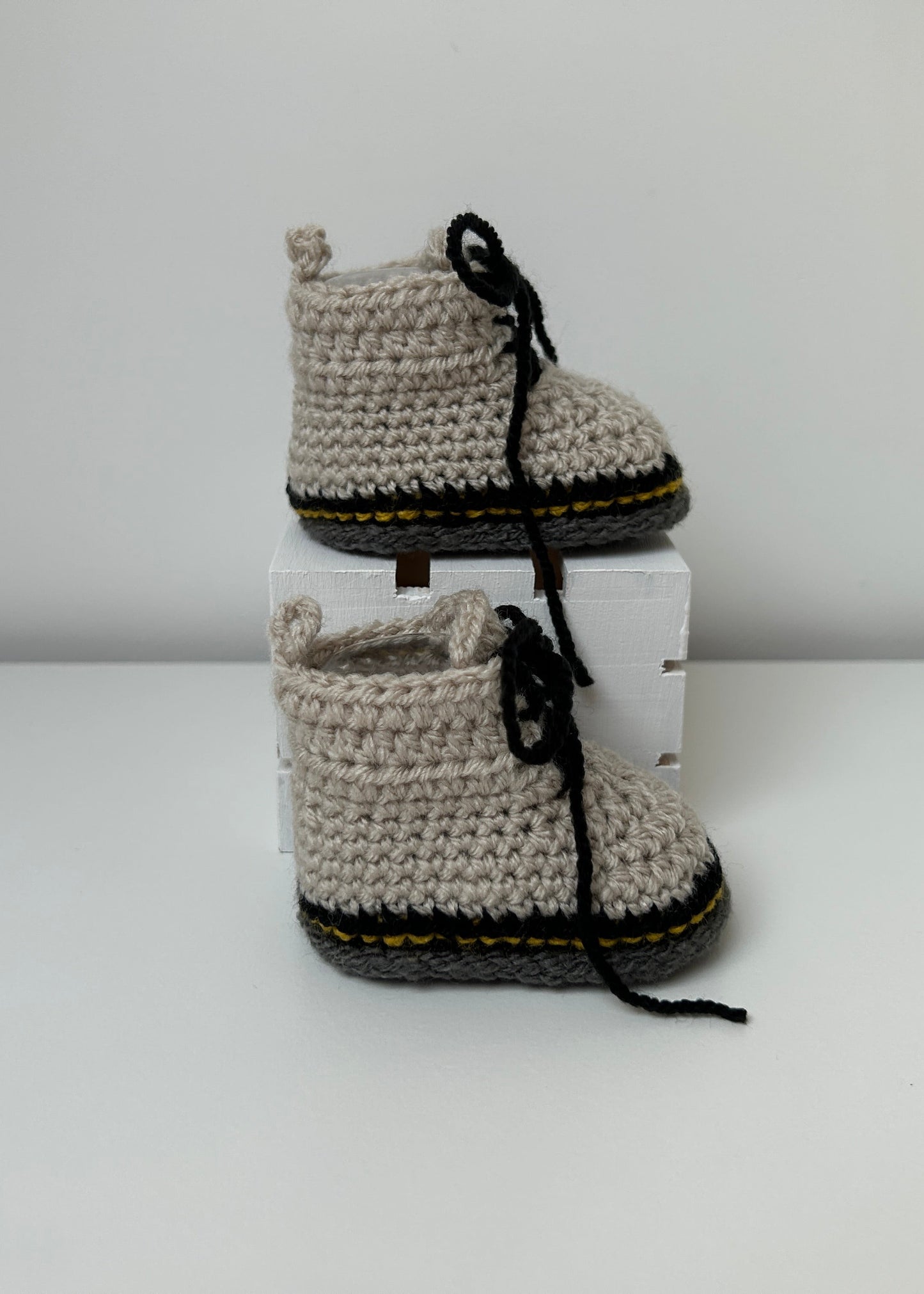 Handmade Crochet Doc Beige Baby Booties