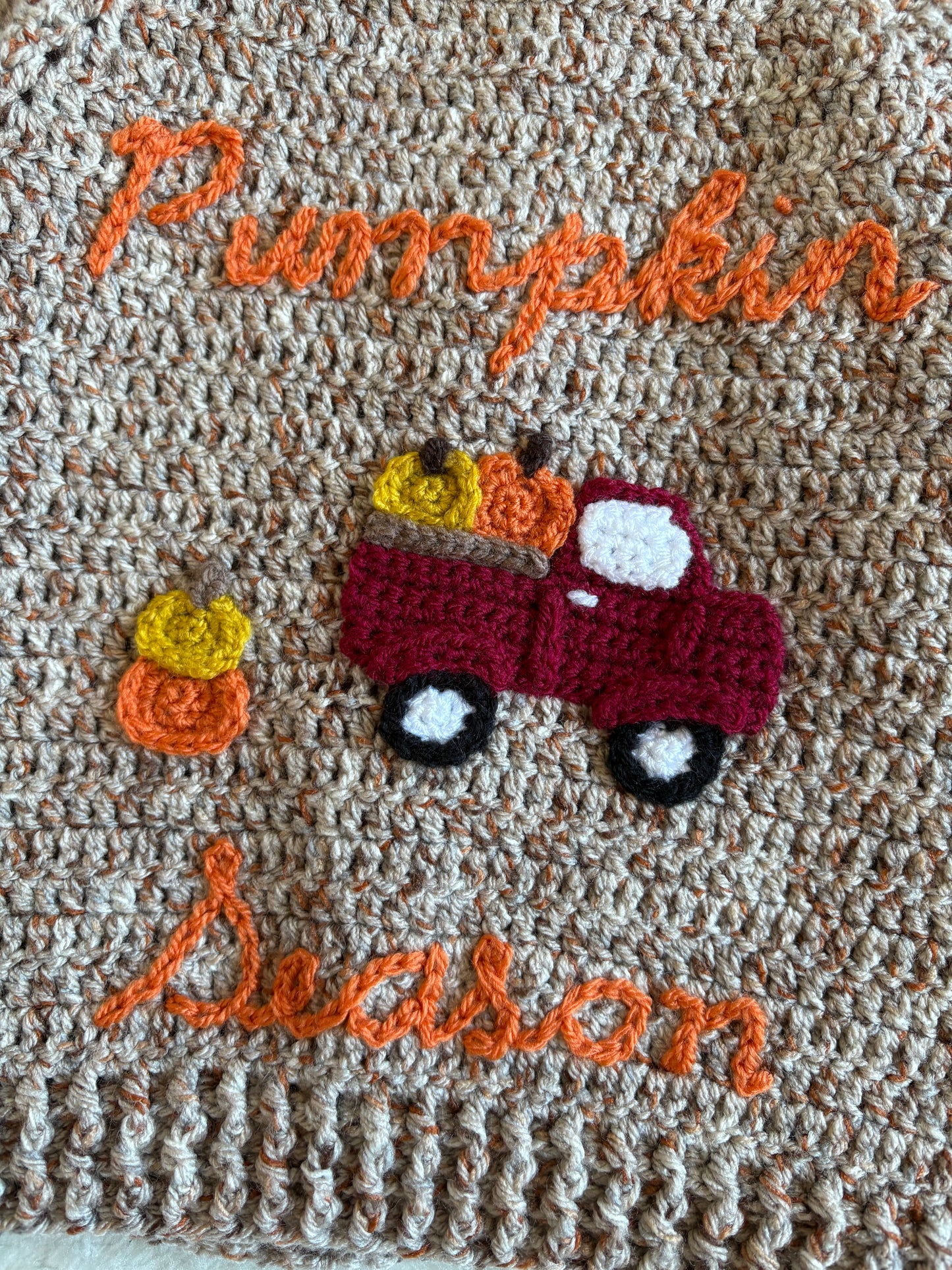 Handmade Crochet Tweed Pumpkin Season Cardigan