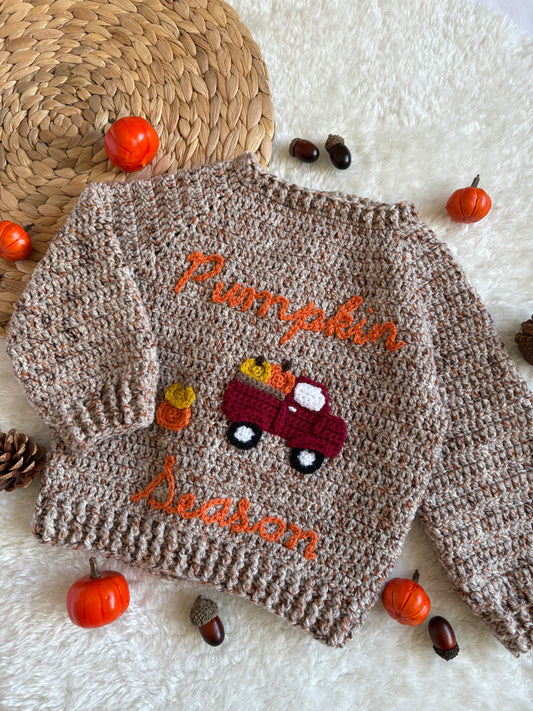 Handmade Crochet Tweed Pumpkin Season Cardigan