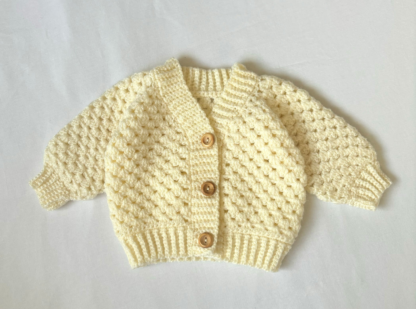 Handmade Crochet Vanilla Cream Baby Cardigan