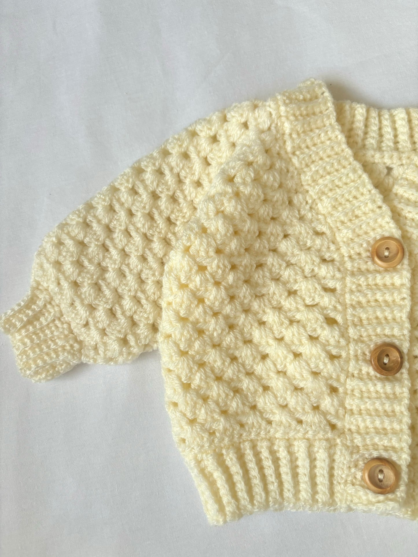 Handmade Crochet Vanilla Cream Baby Cardigan
