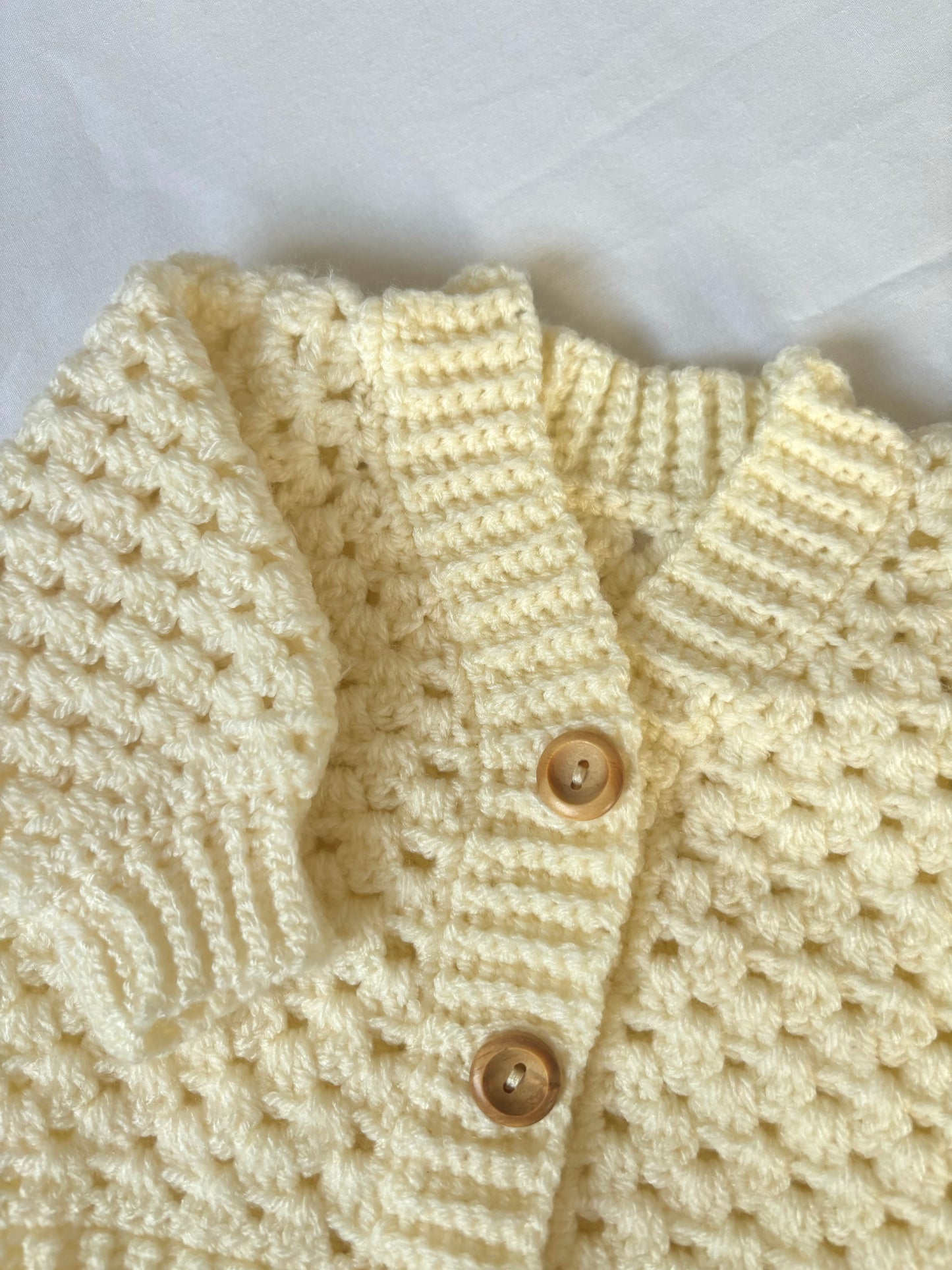Handmade Crochet Vanilla Cream Baby Cardigan