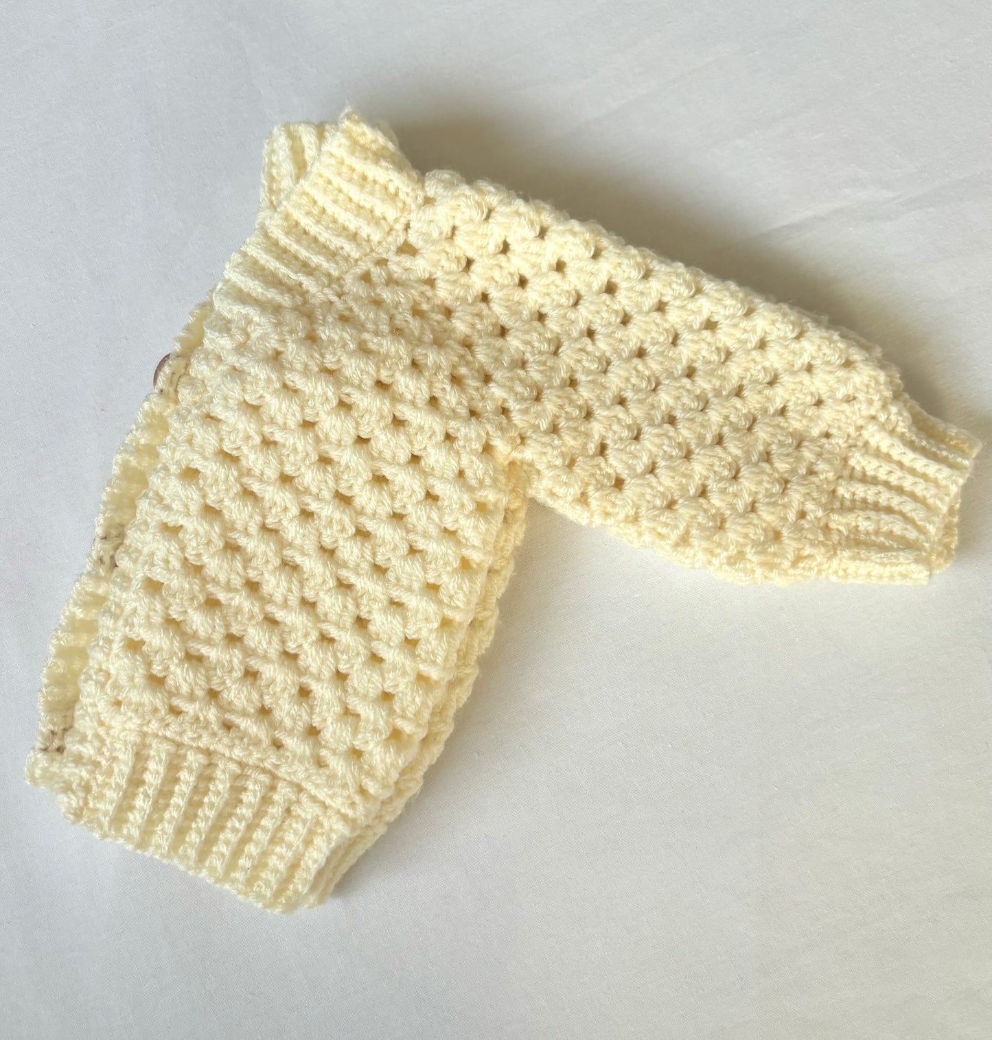 Handmade Crochet Vanilla Cream Baby Cardigan