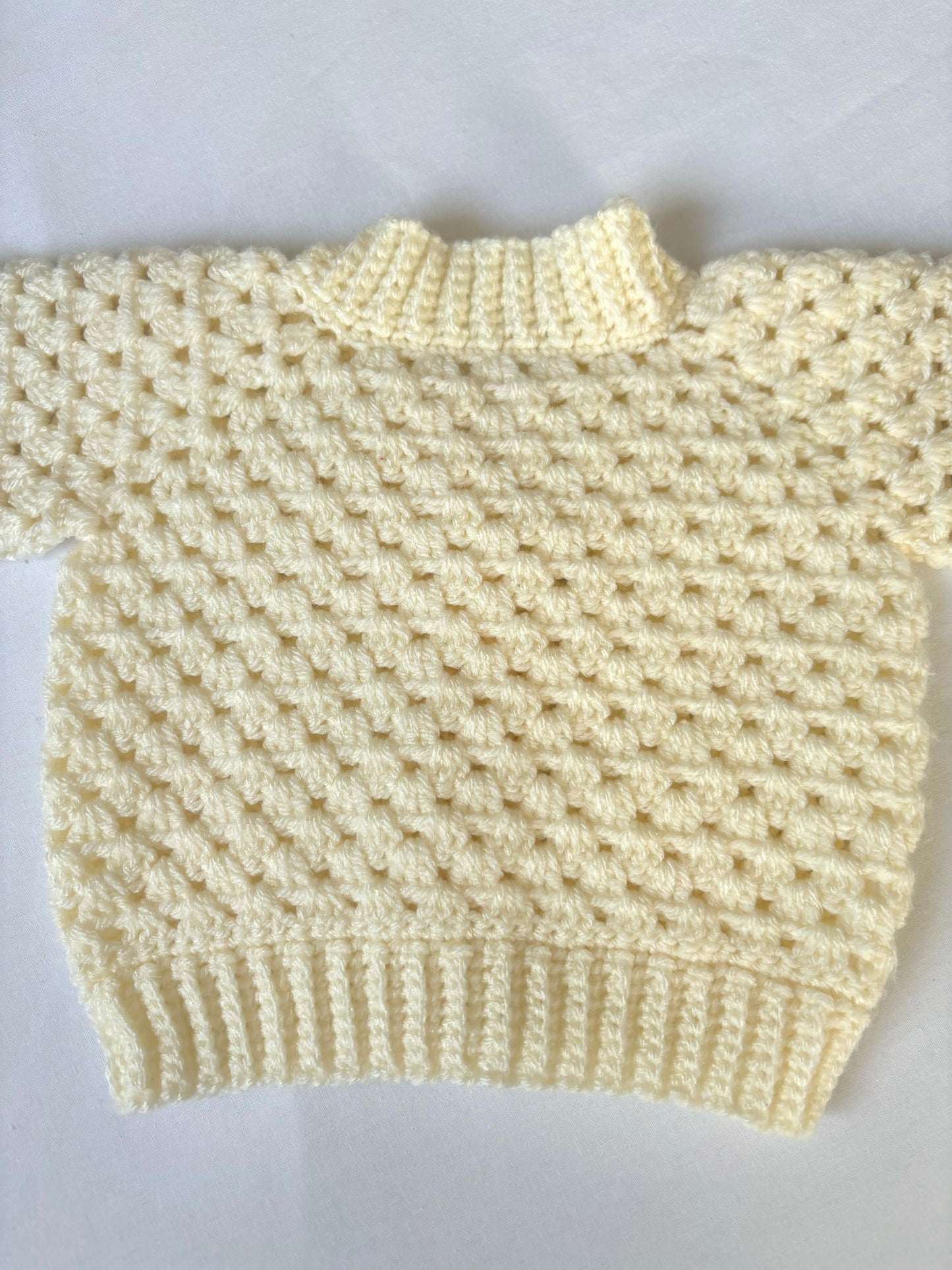 Handmade Crochet Vanilla Cream Baby Cardigan